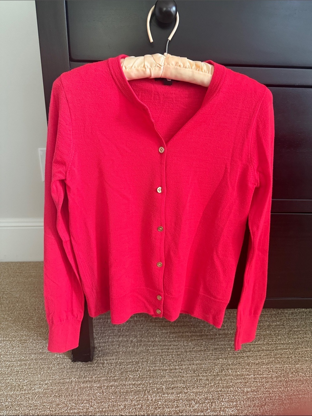 J. Crew Bright Red Button-Front Sweater Cardigan